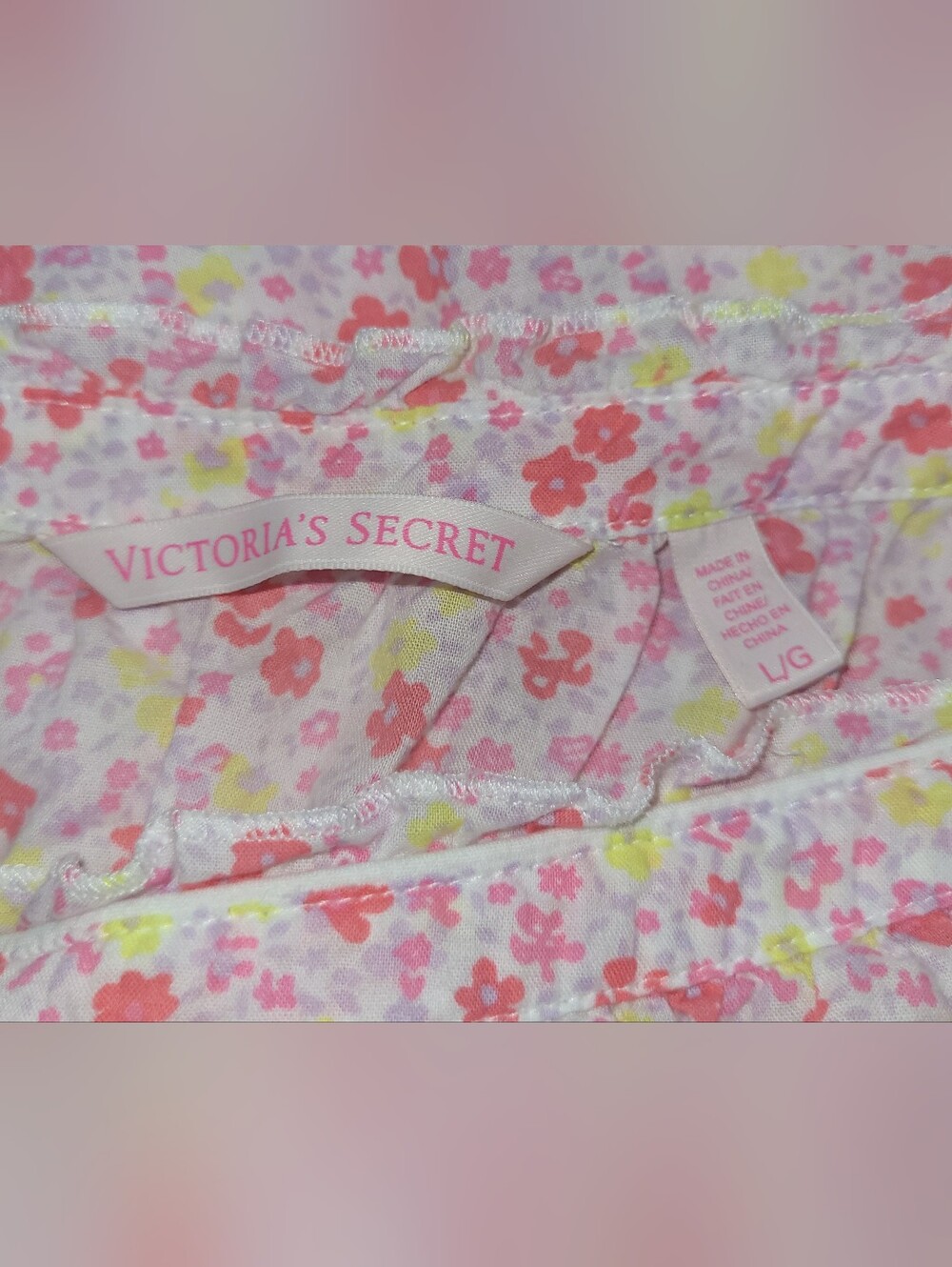 Victoria's Secret Floral Cotton Babydoll Chemise Nightgown Pink Large L Sleep - Picture 6 of 7